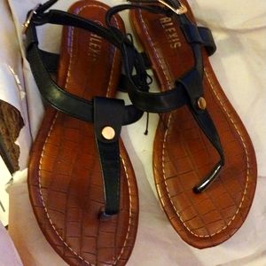 Alexis new black sandals with gold accent